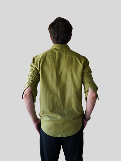 Classic Fit Green Linen Shirt