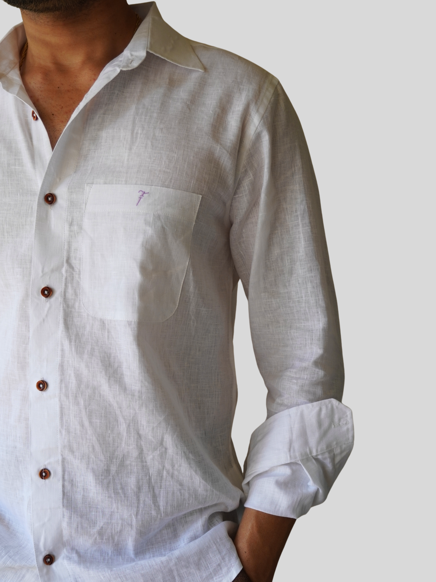 Classic Fit White Linen Shirt