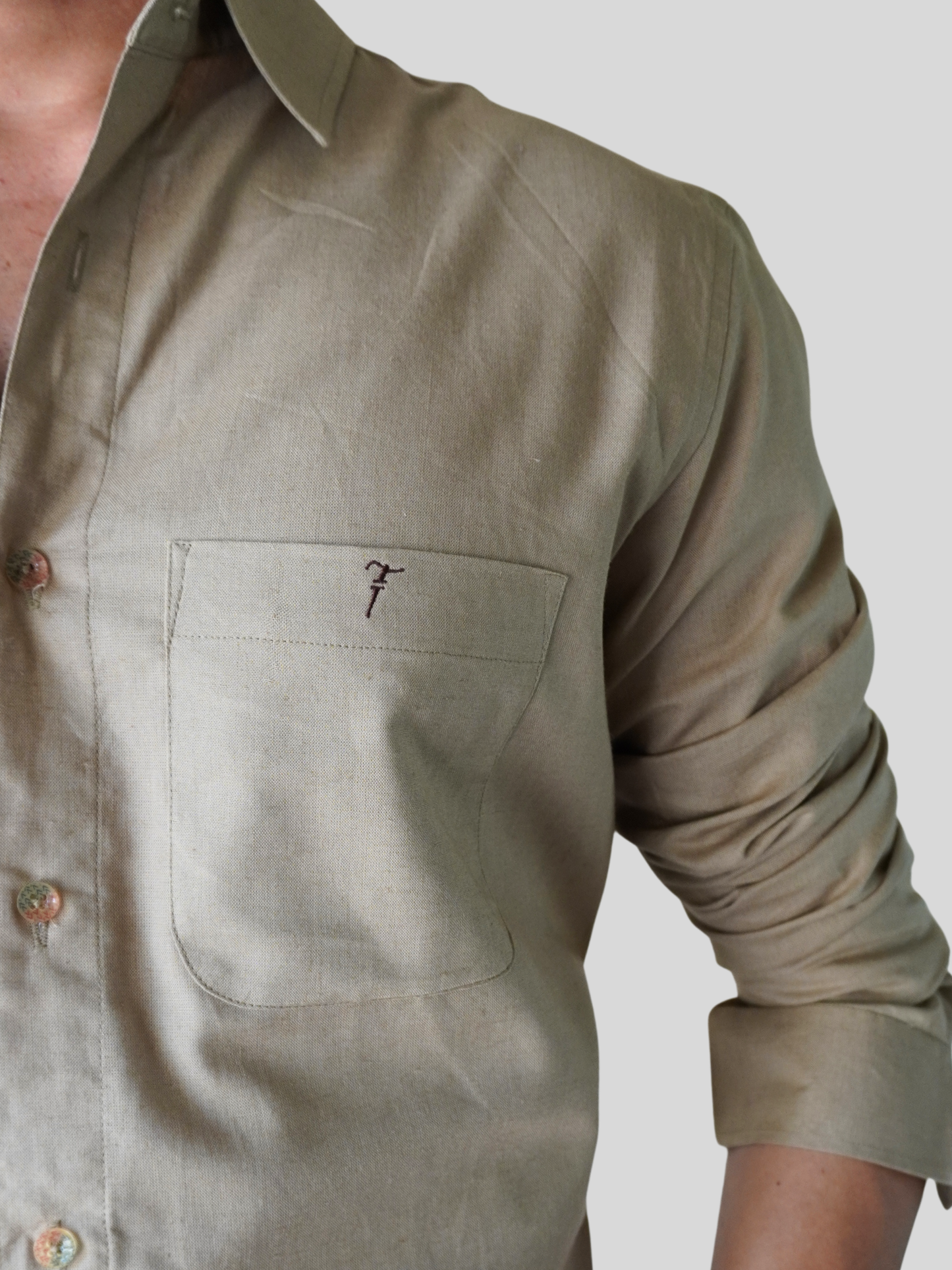 Classic Fit Mushroom Brown Linen Shirt