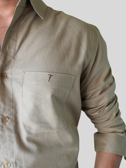 Mushroom Brown Linen-Blend Shirt