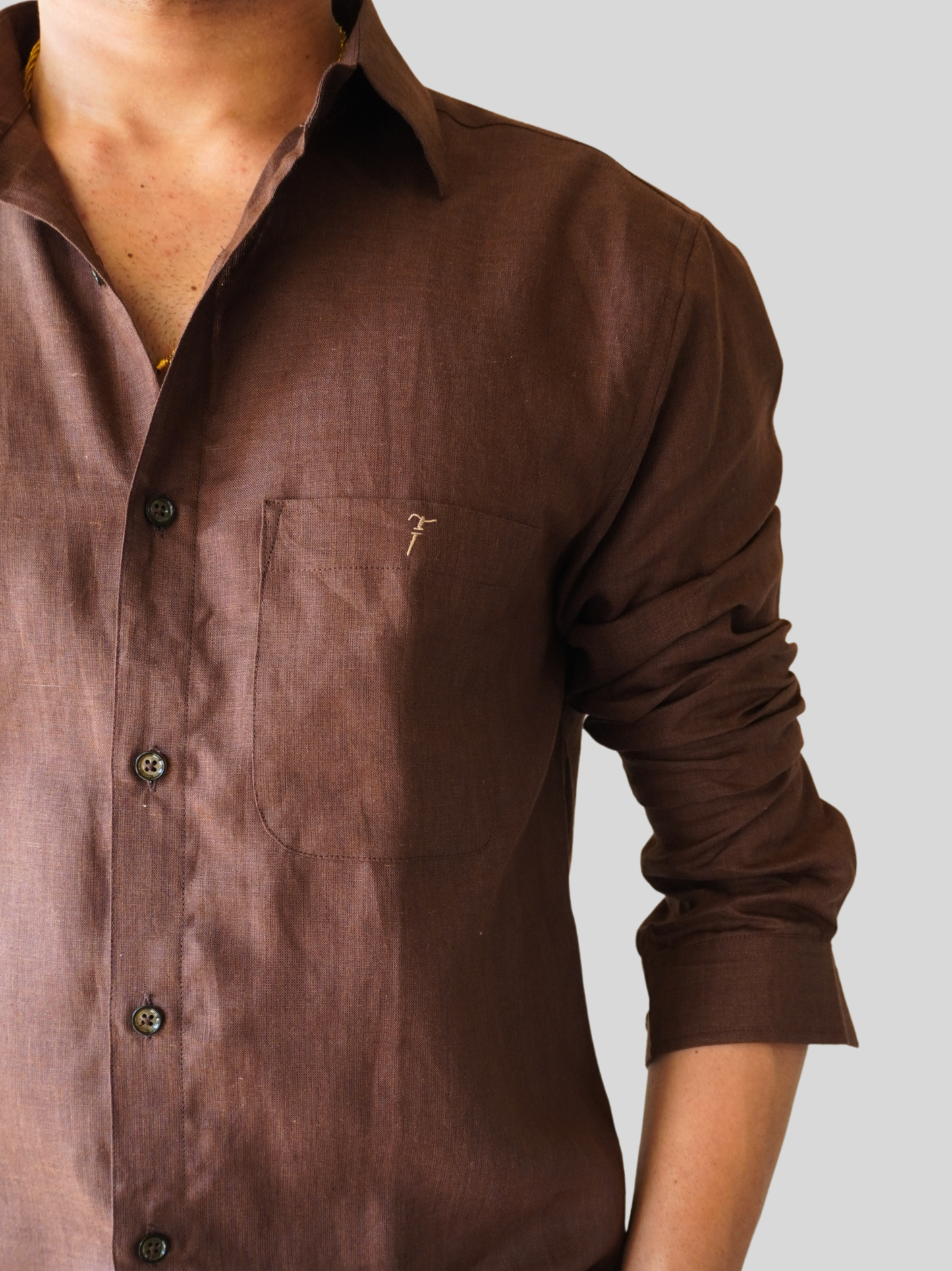 Classic Fit Coffee Brown Linen Shirt