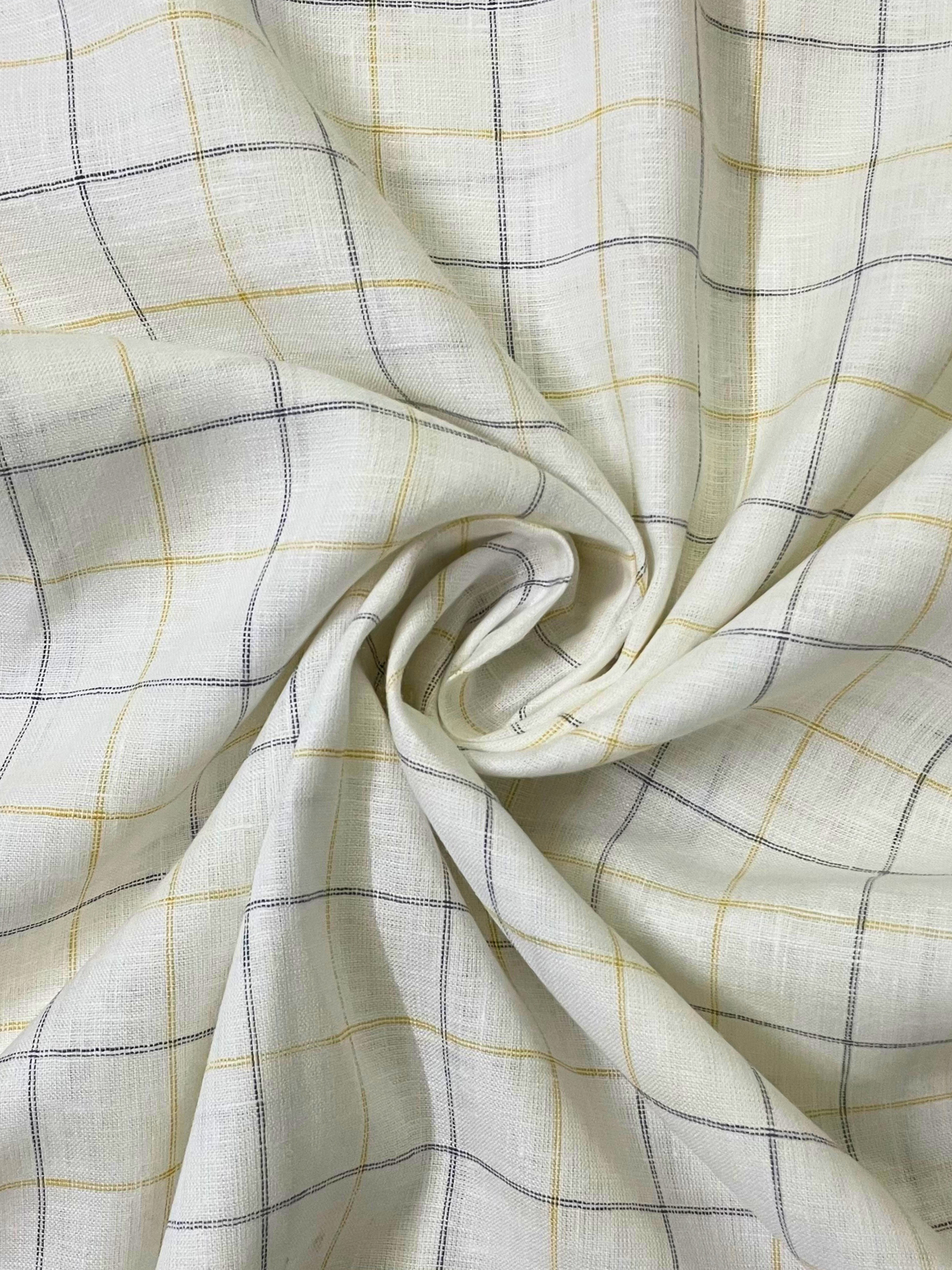 Classic Fit White Checked Linen Shirt