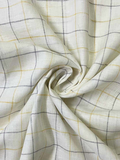 Classic Fit White Checked Linen Shirt