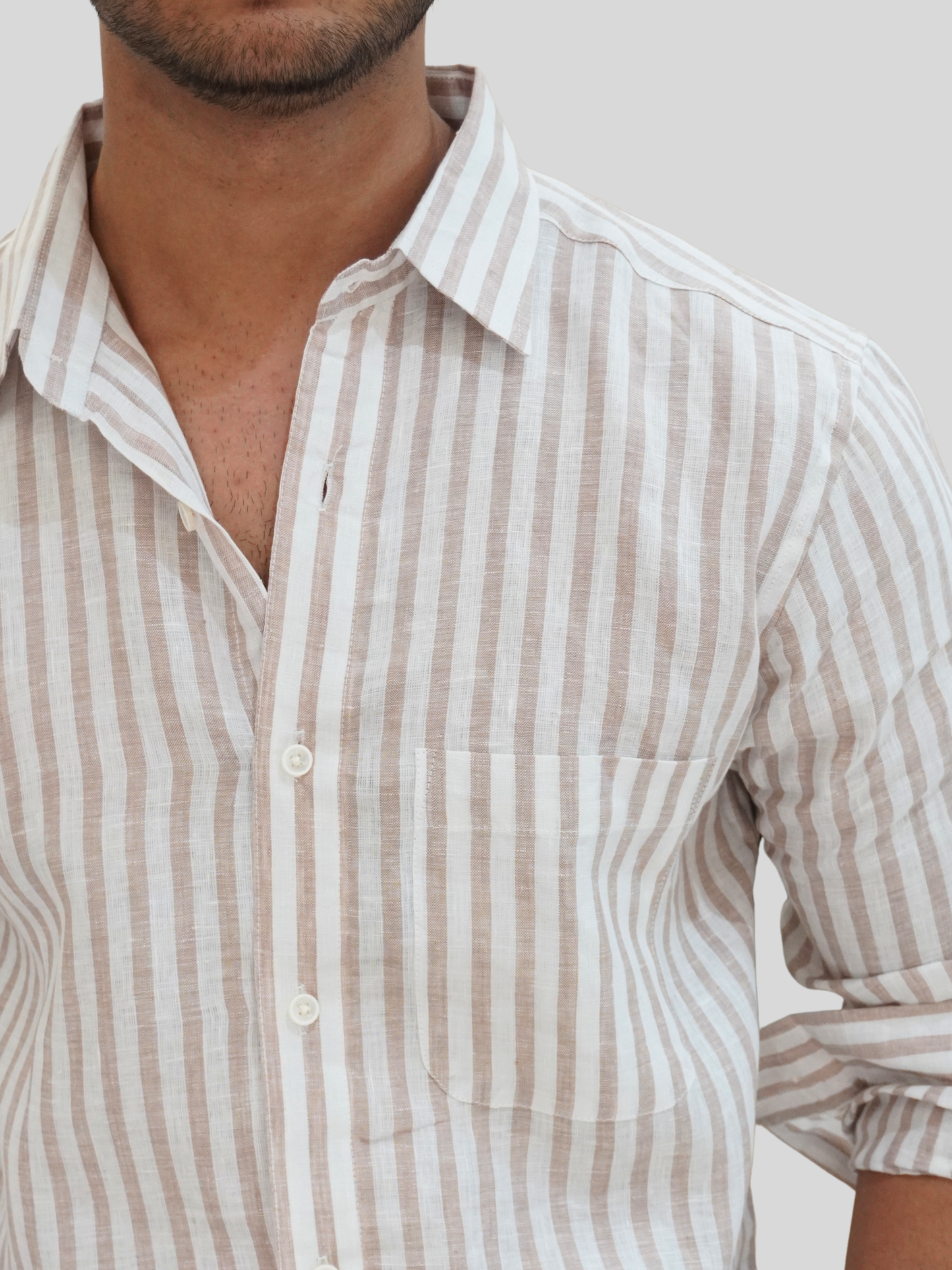 Milky Riviera Striped Linen Shirt