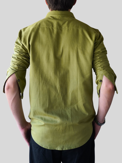 Green Linen-Blend Shirt