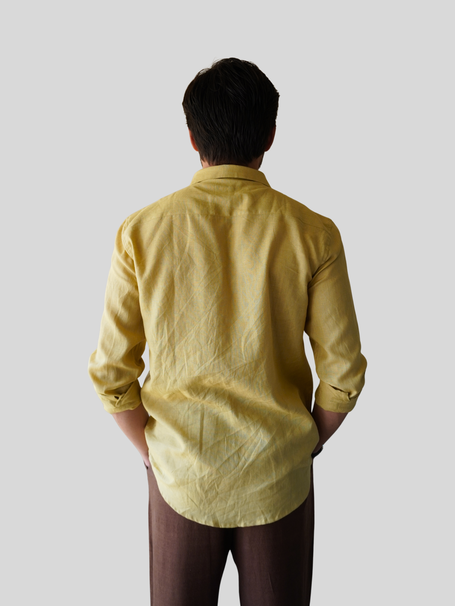 Classic Fit Olive Khaki Linen Shirt