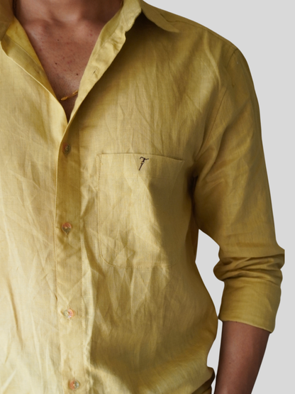 Classic Fit Olive Khaki Linen Shirt
