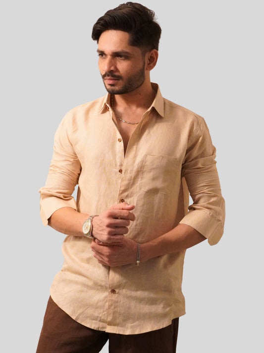 Classic Fit Beige Linen Shirt