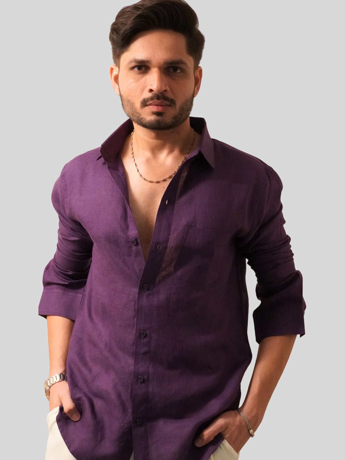 Dark Purple Linen Shirt