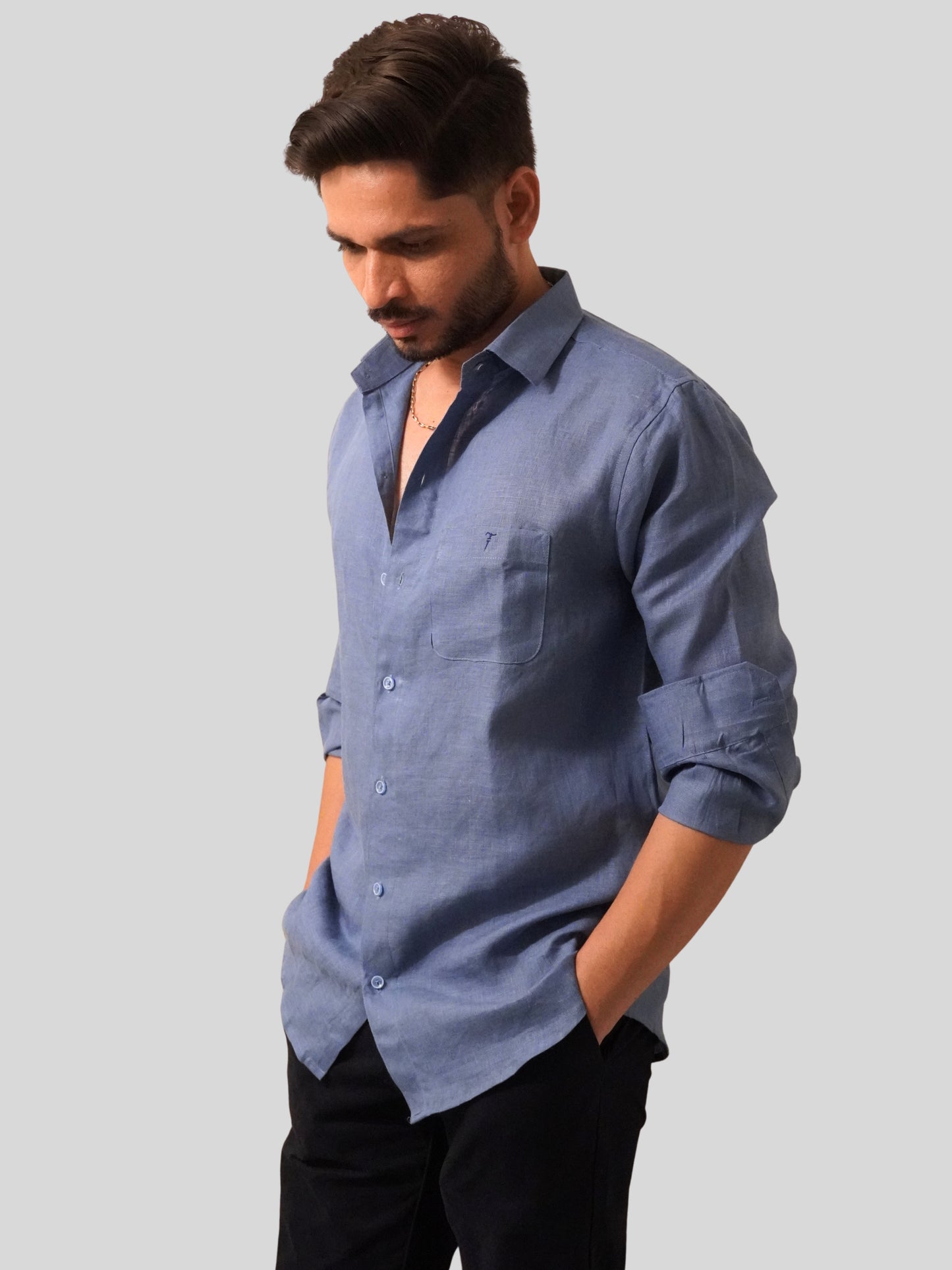 Classic Fit Light Blue Linen Shirt