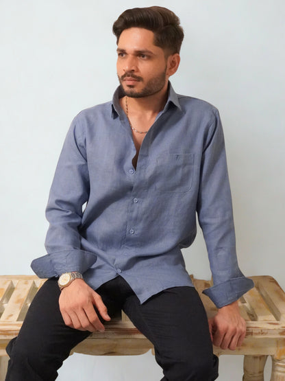 Classic Fit Light Blue Linen Shirt