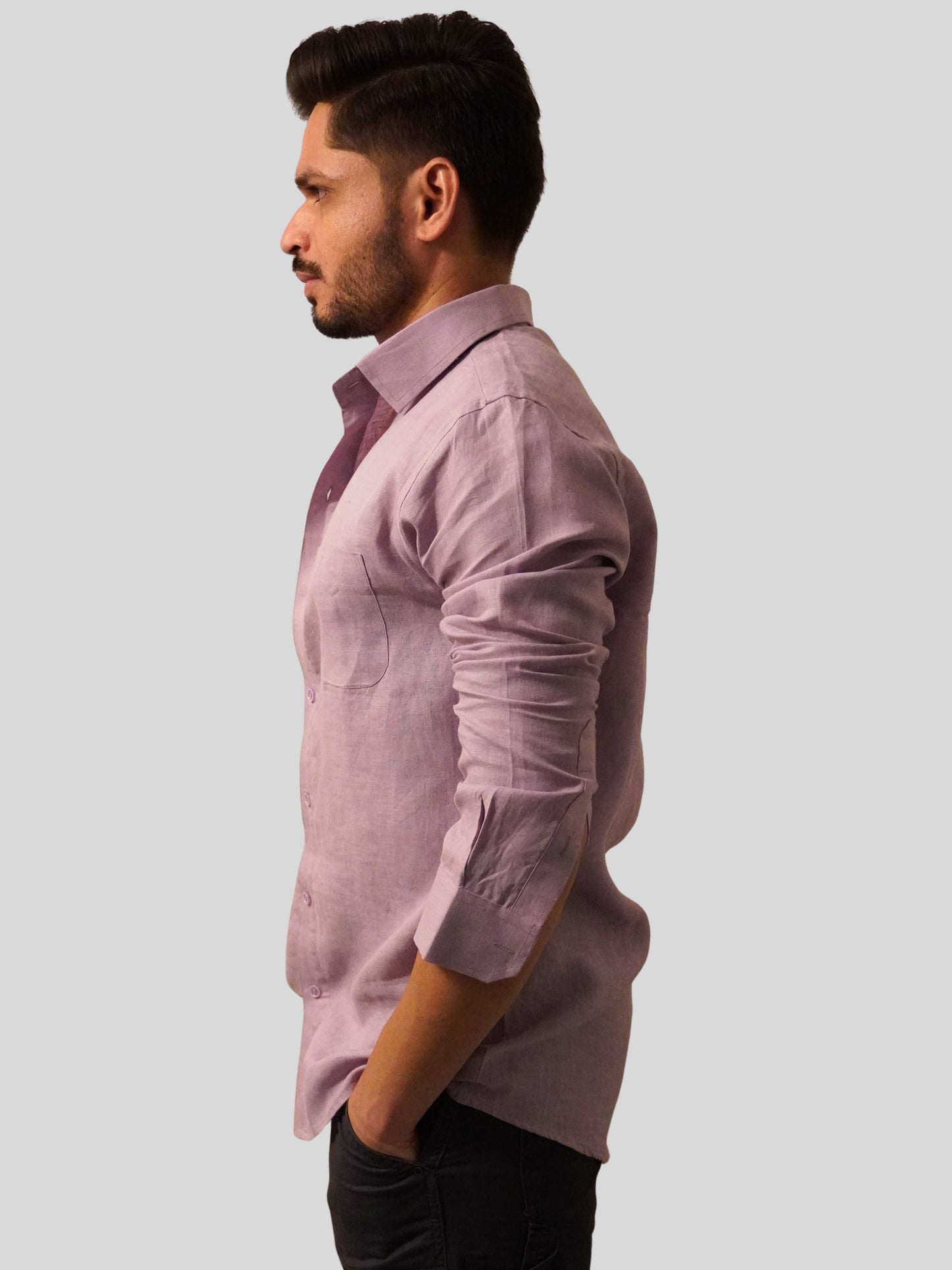 Classic Fit Light Purple Linen Shirt