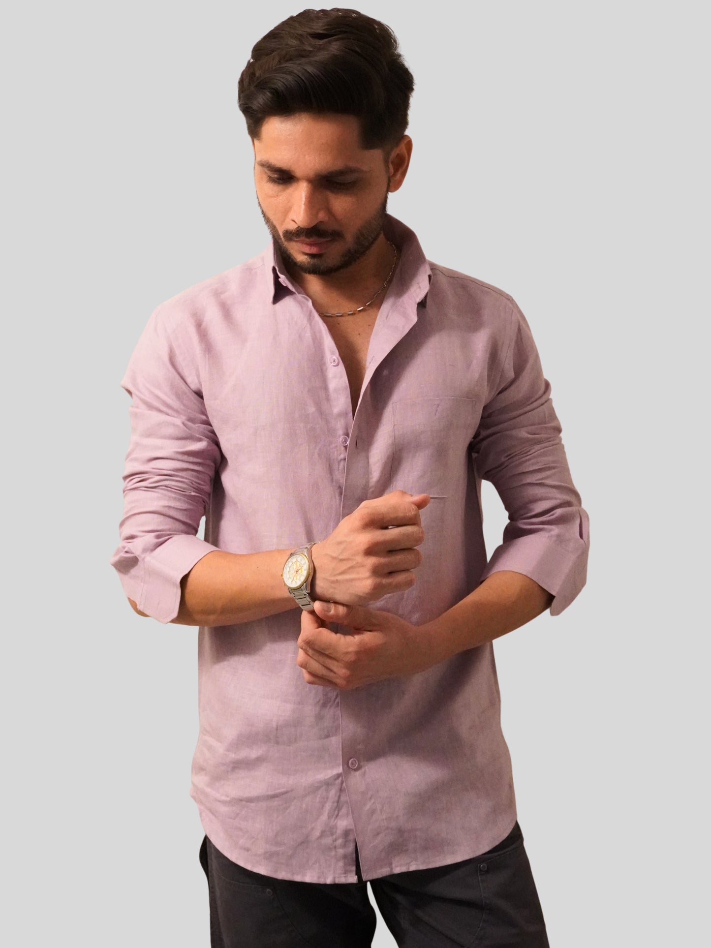 Classic Fit Light Purple Linen Shirt