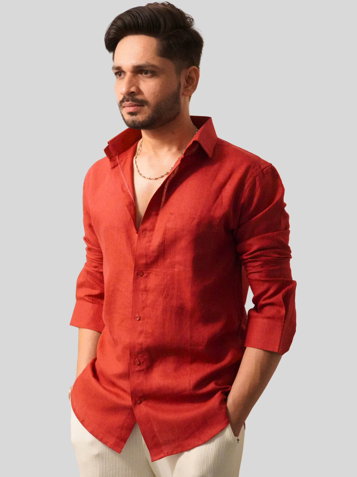 Maroon Linen Shirt