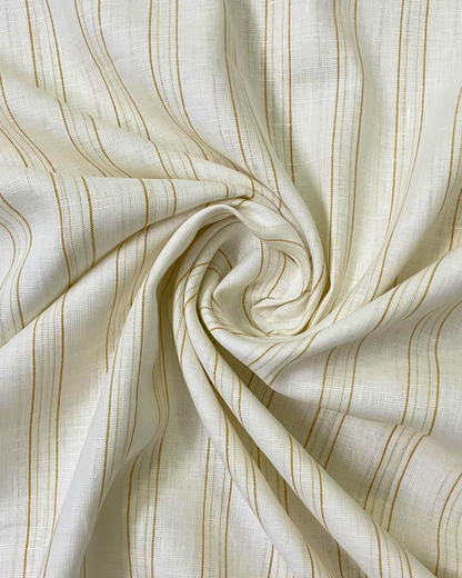 Classic Fit Off-White Striped Linen Shirt