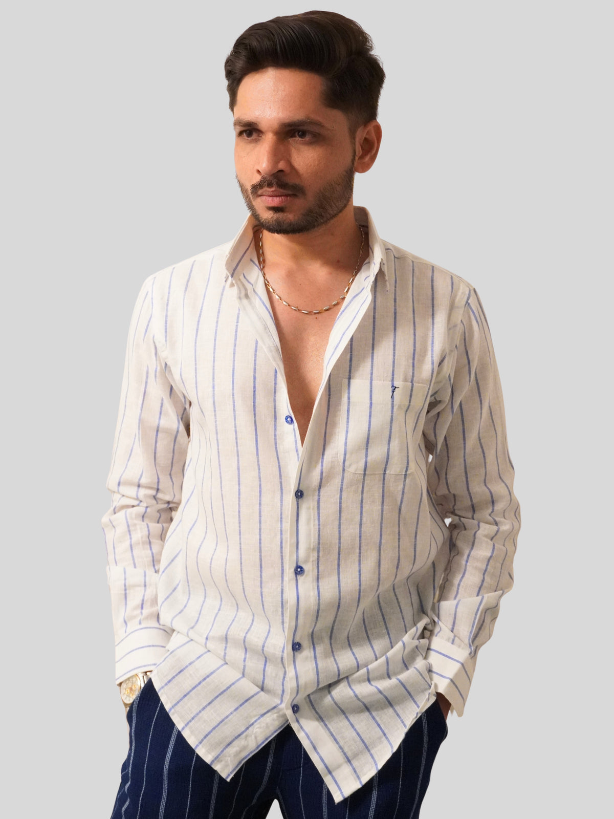 White Striped Linen Shirt